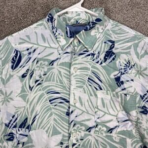 IZOD Saltwater Shirt Mens Large All‎ Over Floral Print Hawaiian Button Up Beach